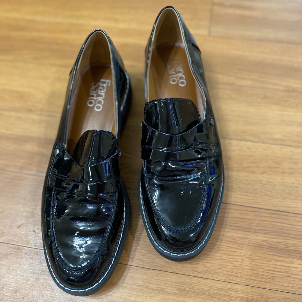 Franco Sarto “Cassandra” Black Patent Loafers | Size 7m